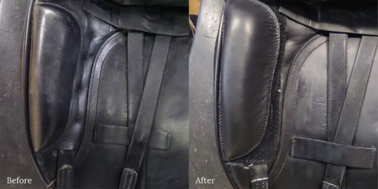 Albion Platinum Ultima Dressage Saddle: Thigh Block Velcro Conversion